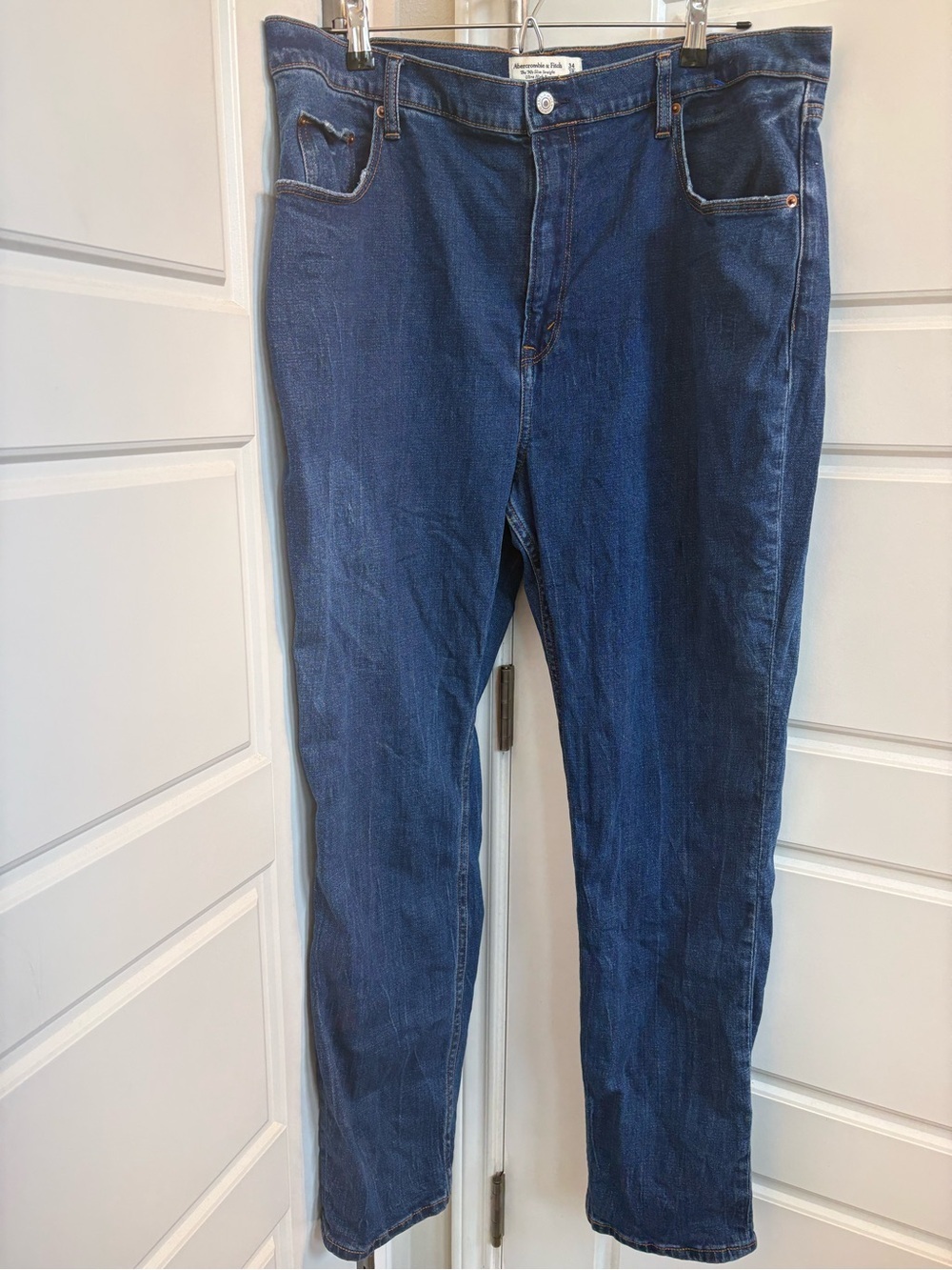 Abercrombie & Fitch Size 34 Curve Love Dark Wash High-Rise Slim Straight Jeans